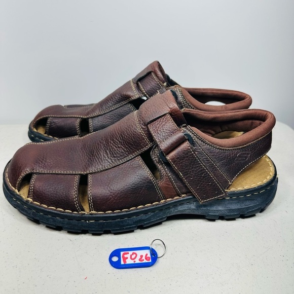 Skechers Men\'s Size 13 Brown Leather Hook & Loop Fisherman Sandals 60230 main image 7
